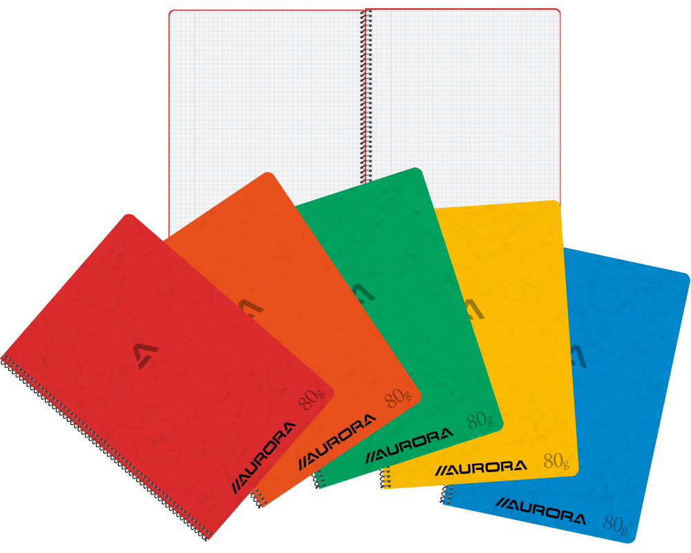 AURORA Spiralheft A4 2960KQ5 assortiert, kariert 5mm 120 S.