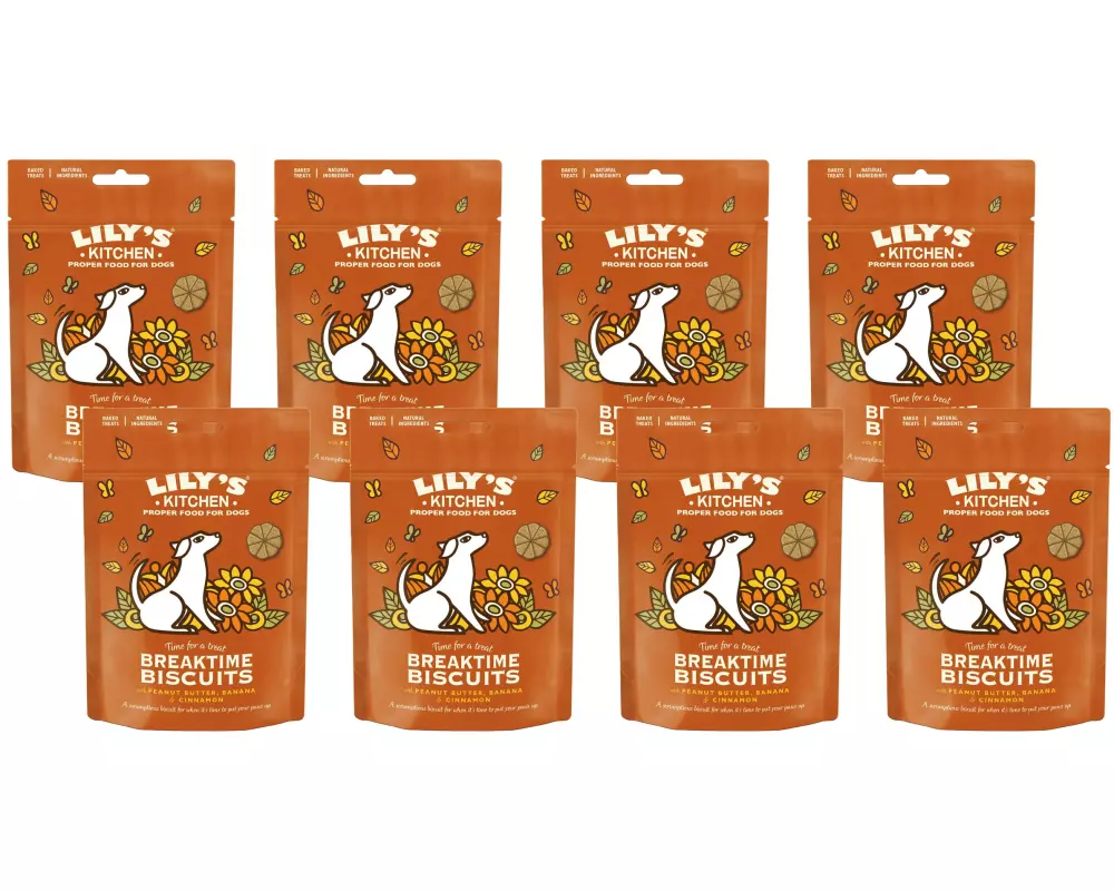 Lily's Kitchen Snack Breaktime Biscuits, Erdnussbutter/Banane, 8 x 80 g