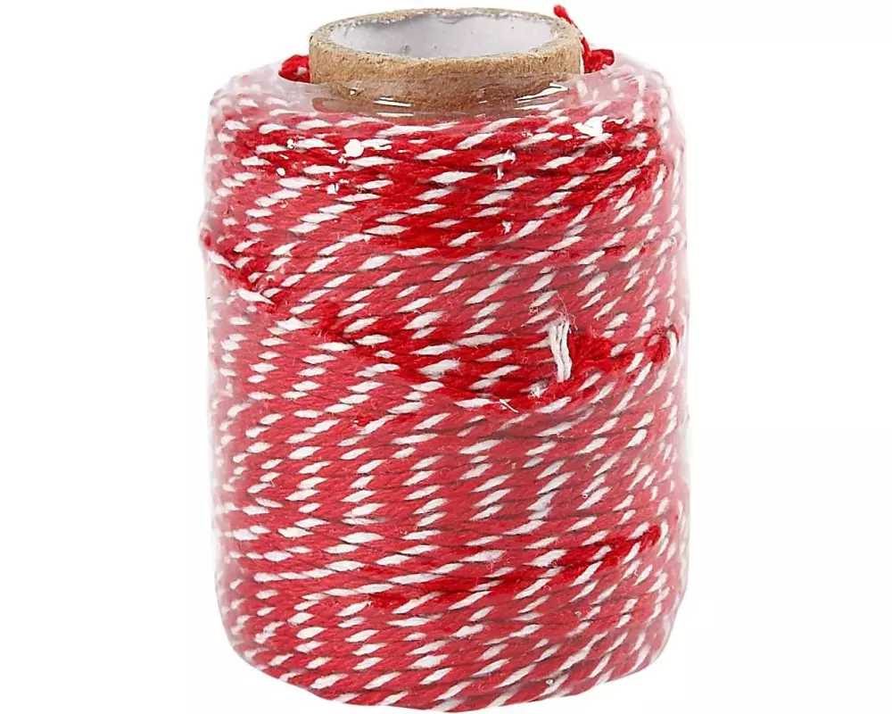 Creativ Company Kordelband Baumwolle Rot/Weiss, 50 m