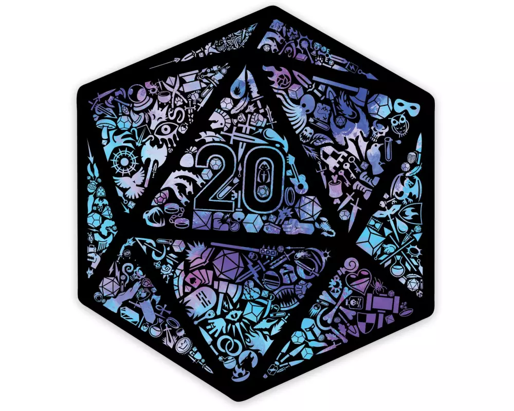 Glass Staff Holographic Mosaic D20 Sticker Blau/Schwarz