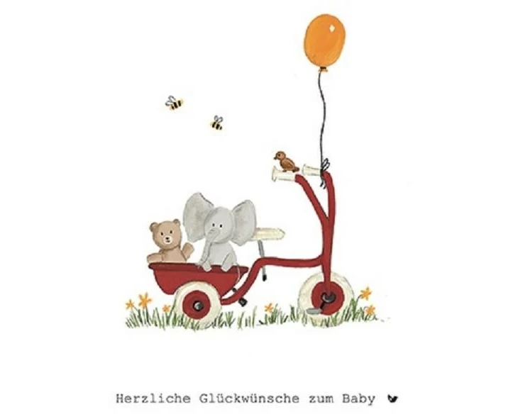 Cart Entschuldigungskarte Baby 12 x 17 cm