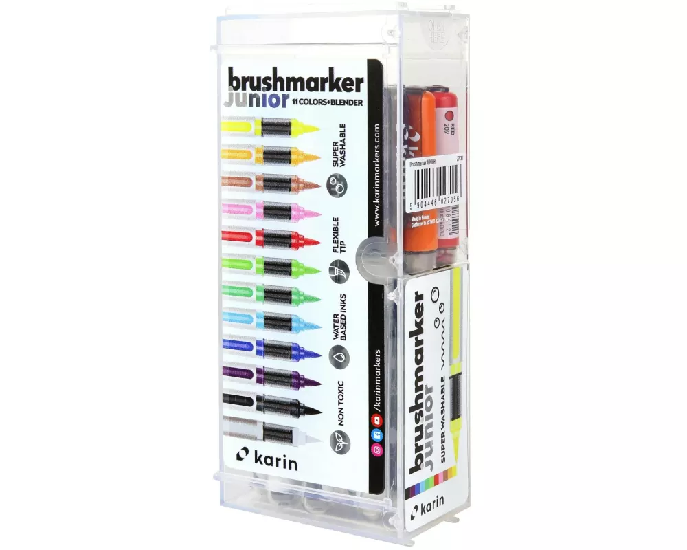 Karin Brushpen Junior 27C10 Basic Clolours, 12 Stück