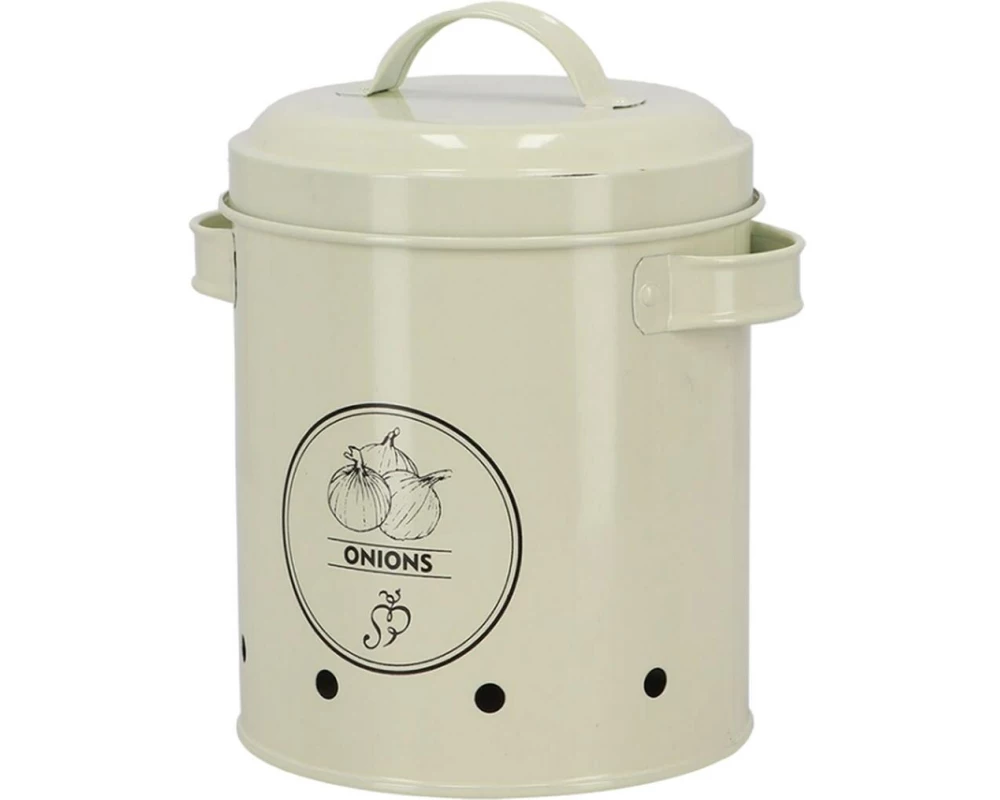 Esschert Design Vorratsdose für Zwiebeln Metall 2.1 l Beige Rund