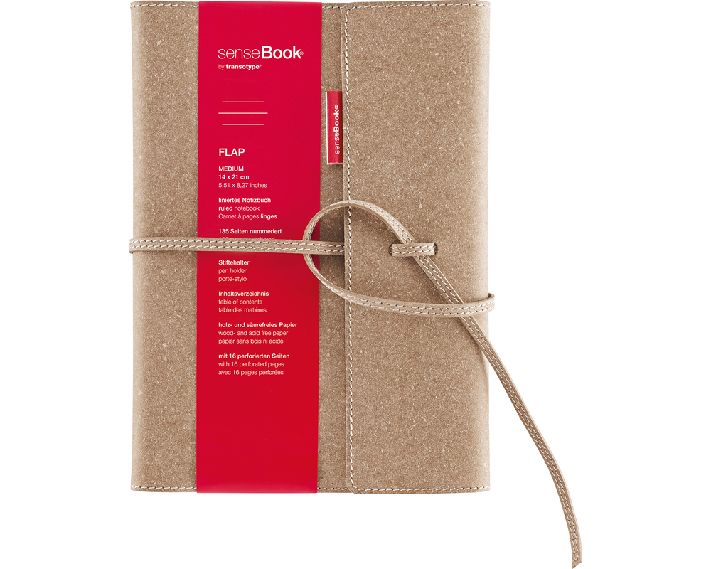 TRANSOTYPE senseBook FLAP A5 75010501 liniert, M, 135 Seiten beige