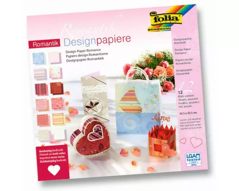 Folia Designpapier Block Romantik Mehrfarbig