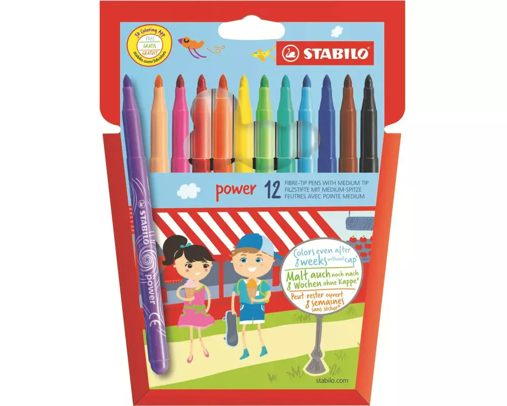 STABILO Fasermaler Power, 12 Stück