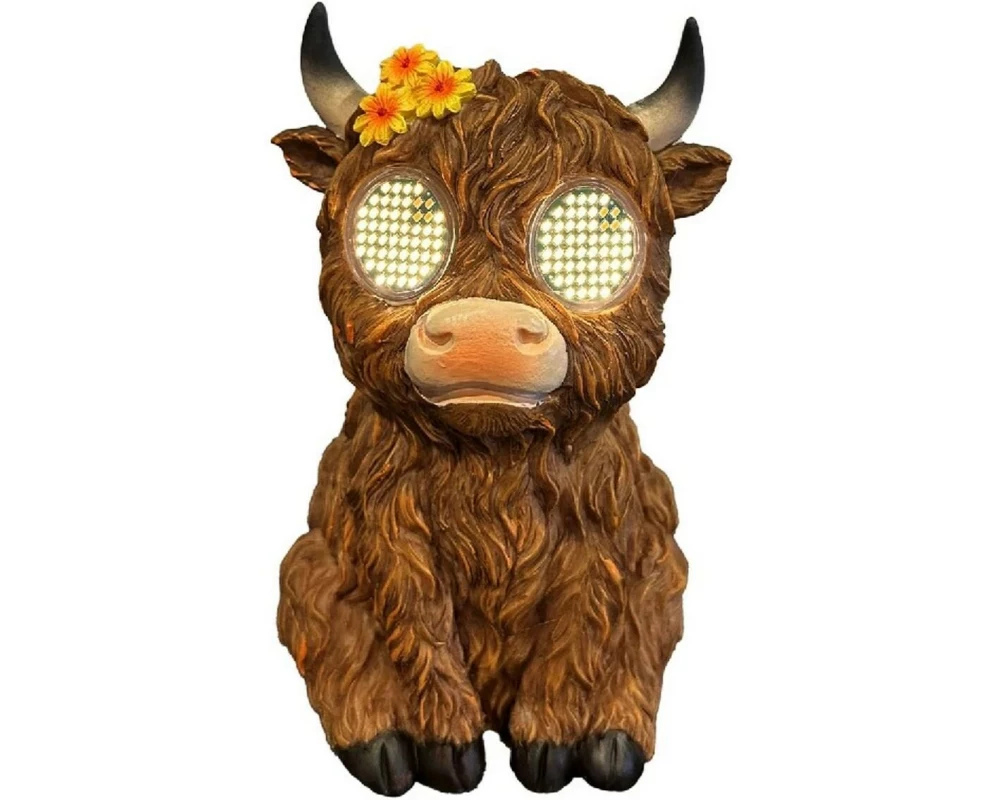 Dameco LED Solar Hochlandrind mit beweglichen LED Augen