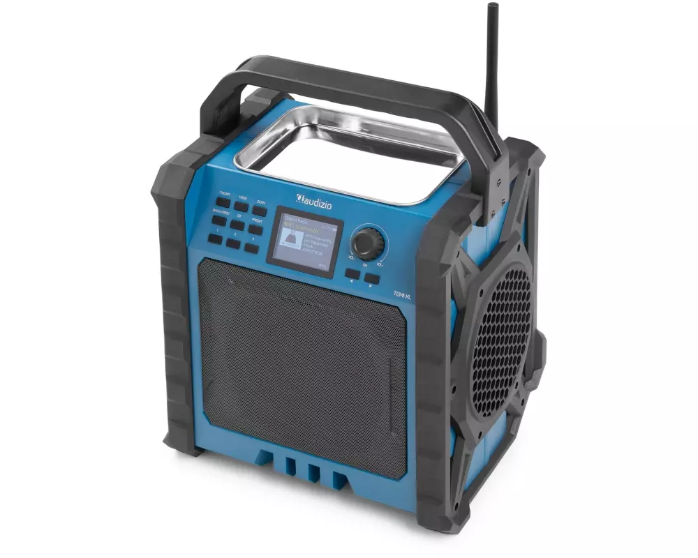 Audizio Temi-XL Jobsite Portables DAB+/FM Radio mit Akku, IP54 Blau