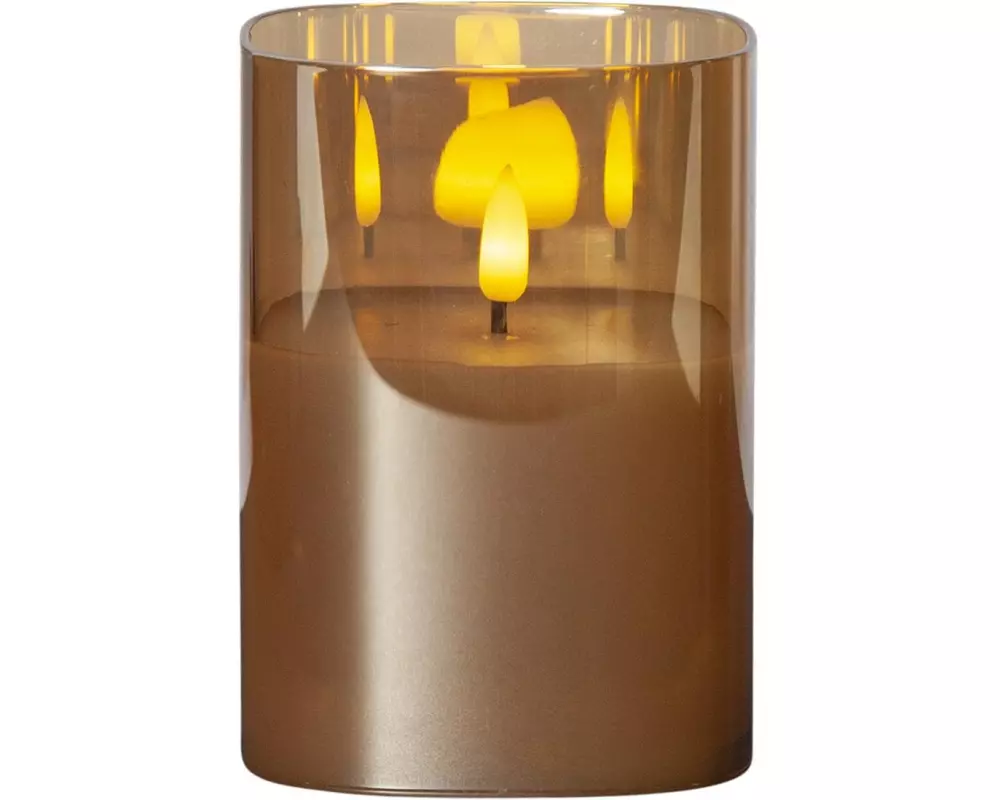 Star Trading LED-Kerze Pillar Flamme Ø 9 x 12.5 cm, Braun