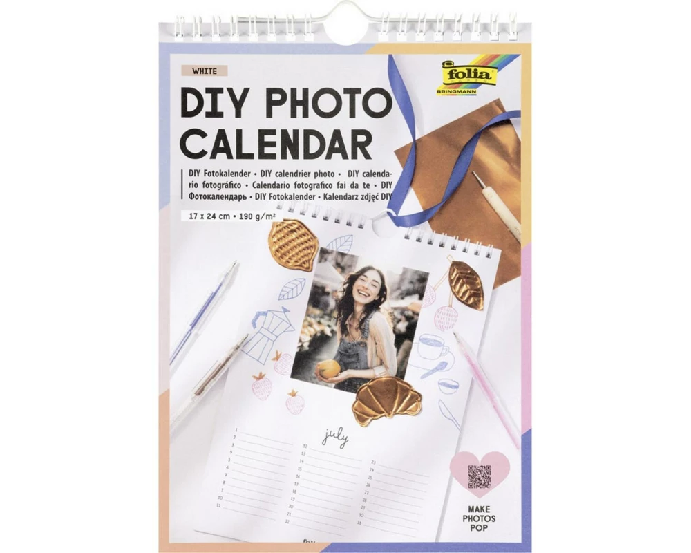 Folia DIY Fotokalender white, 17 x 24 cm, 13 Seiten