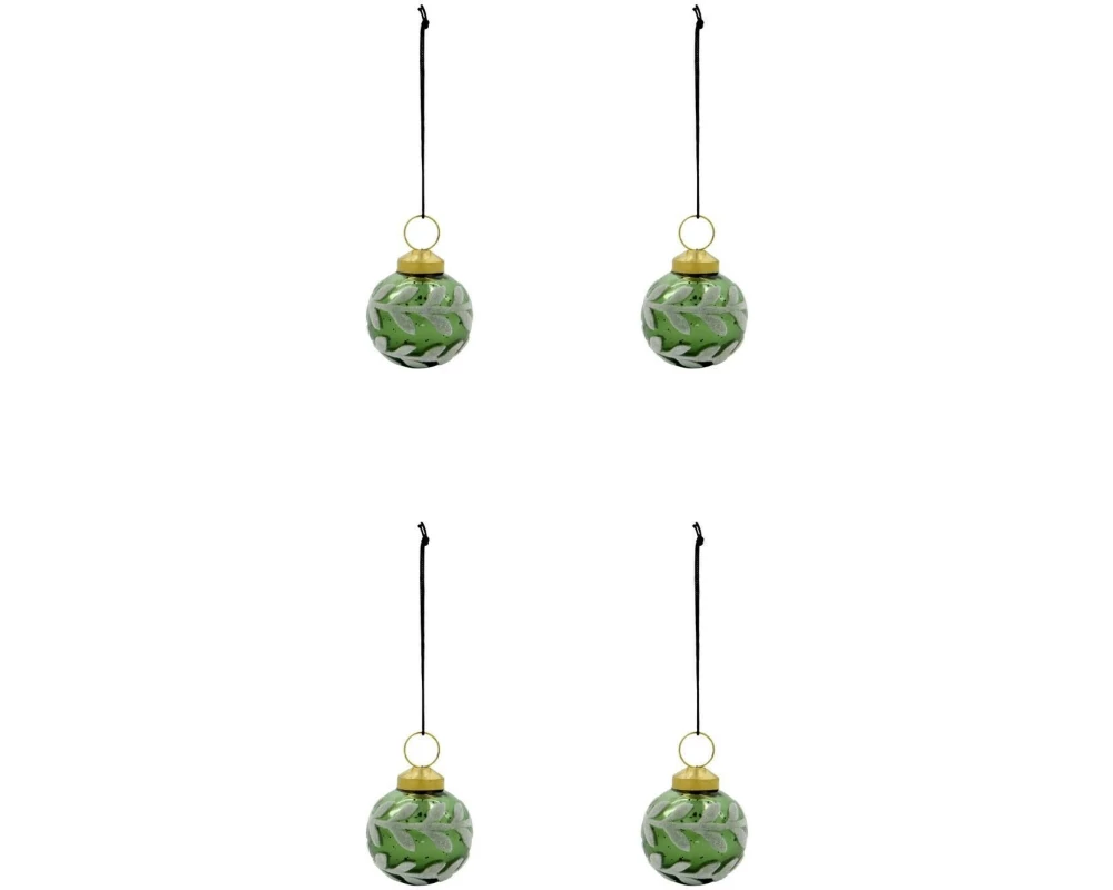 House Doctor Weihnachtskugel Vellu Ø 6 cm, 4 Stück Grün/Grau