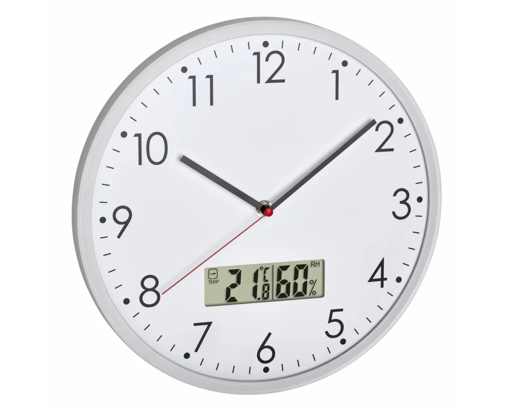 TFA Dostmann Wanduhr Ø 30.2 cm, Weiss