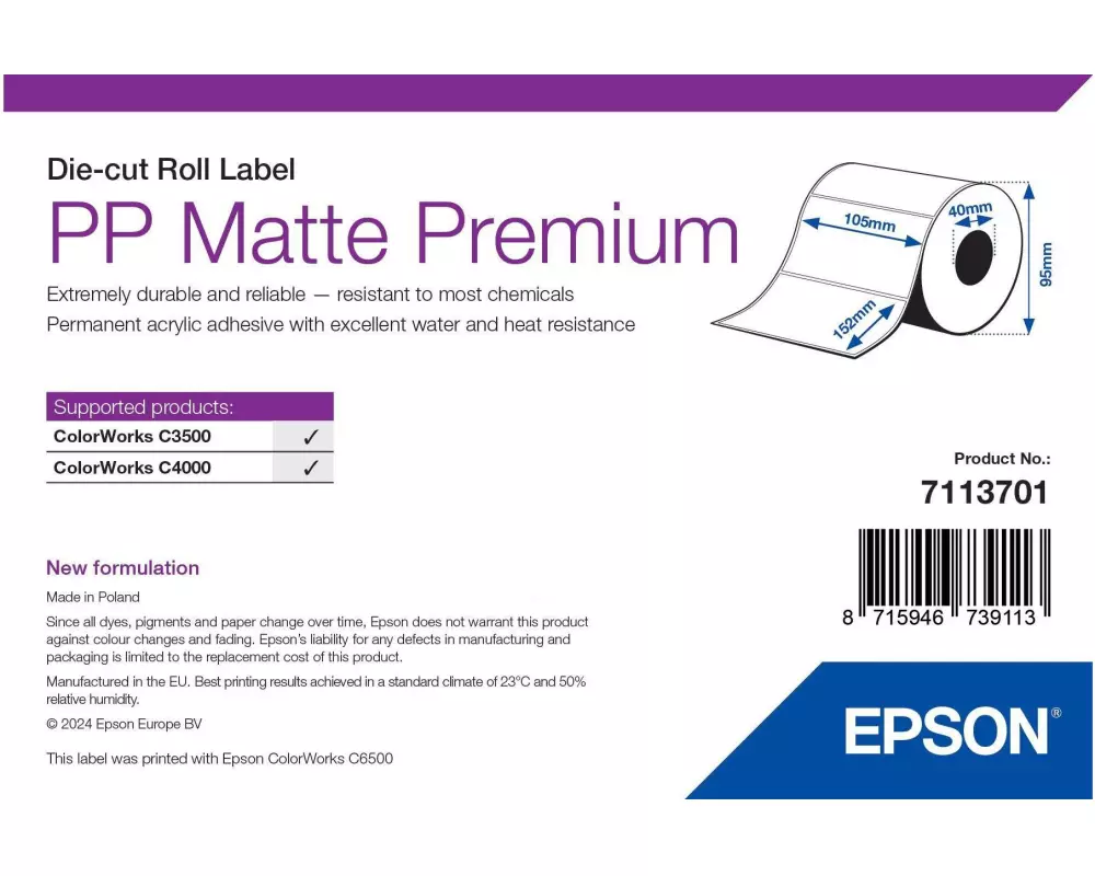 Epson Etikettenrolle PP Matte Premium