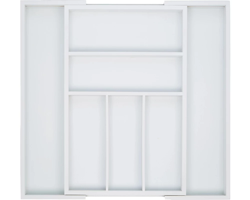 relaxdays Besteckkasten ausziehbar Weiss