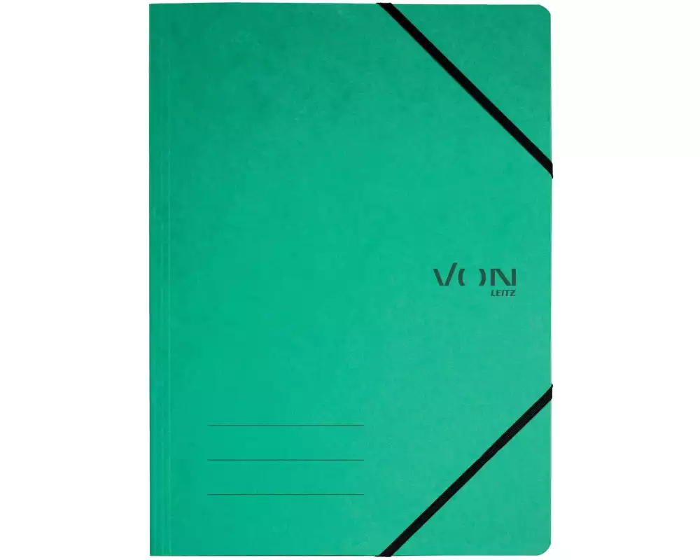 VON Gummibandmappe A4, Grün, 5 Stück