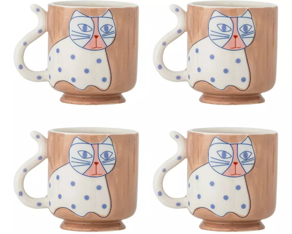 Bloomingville Teetasse Missy 325 ml, 4 Stück, Braun/Weiss