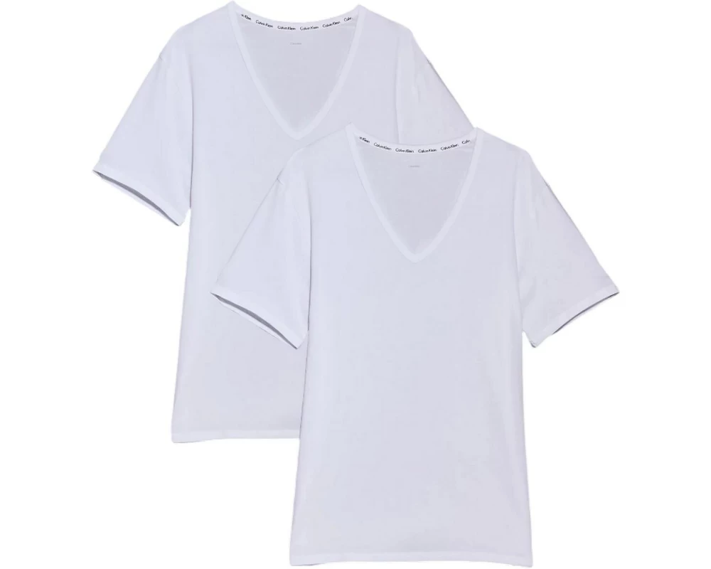 Calvin Klein Wäsche T-Shirt 2P S/S V Neck Weiss, L
