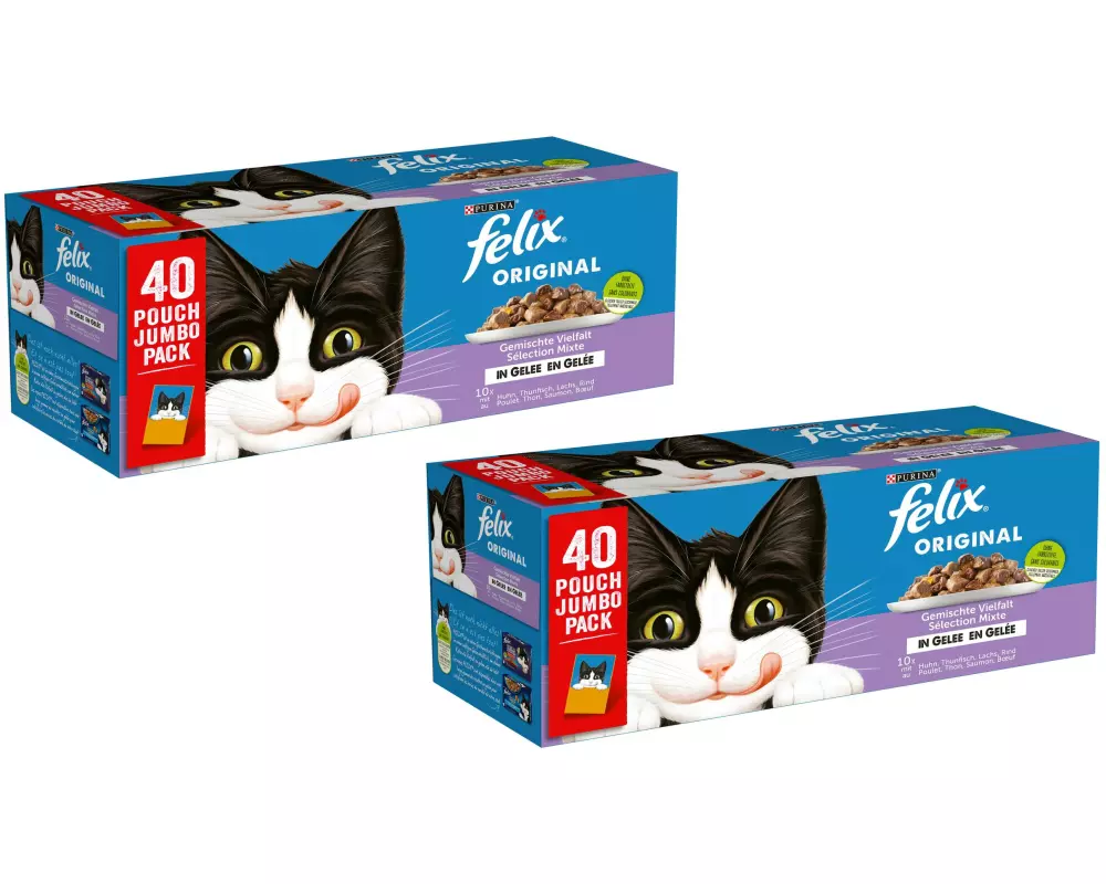 Felix Nassfutter Fleisch und Fisch in Gelée, 2x 40 x 85 g