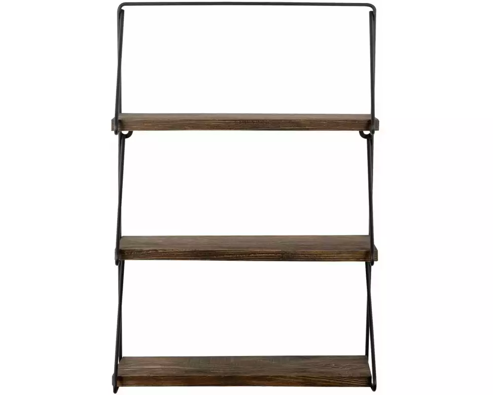 Woody Fashion Wandregal Violaceae 60 x 40 x 15 cm, Schwarz/Walnuss