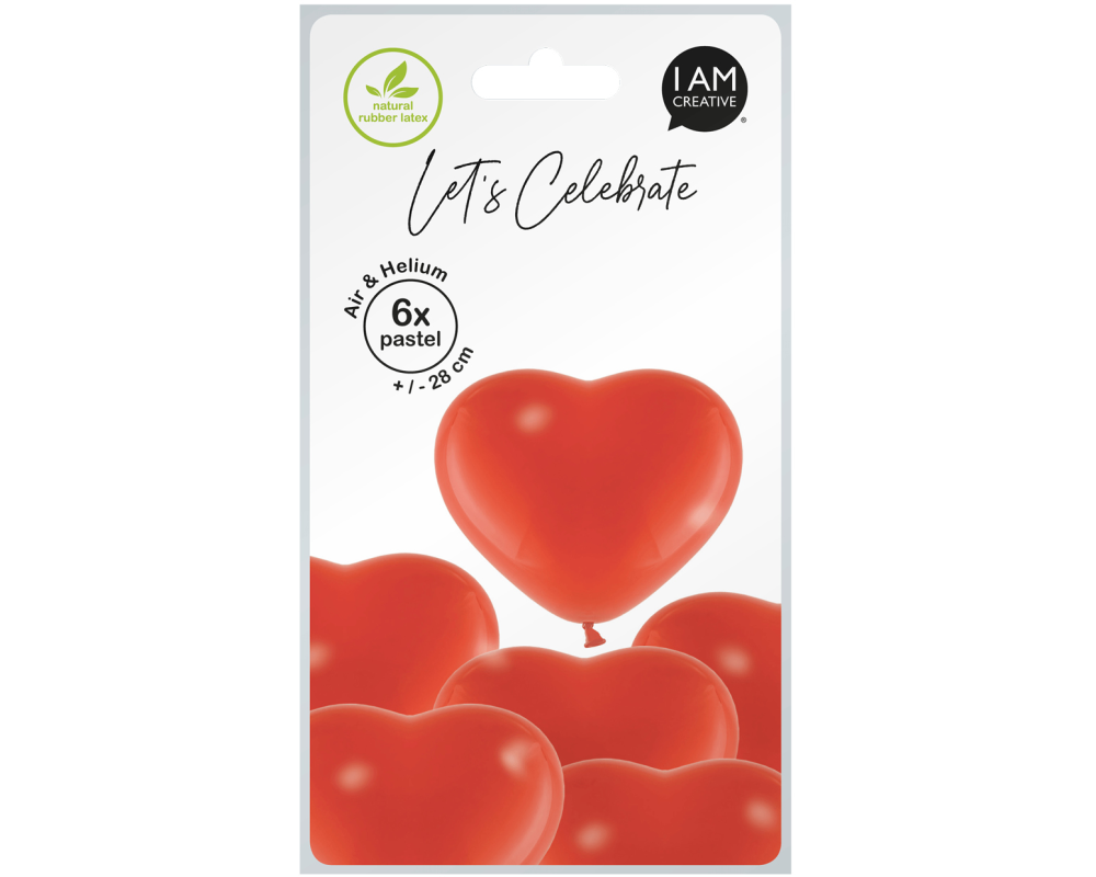 I AM CREATIVE Ballons Herz 27cm 1000-1073 rot 6 Stück