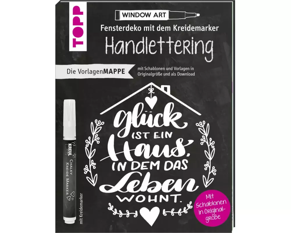 Vorlagenmappe Fensterdeko mit dem Kreidemarker - Handlettering. Inkl. Kreidemarker von Kreul