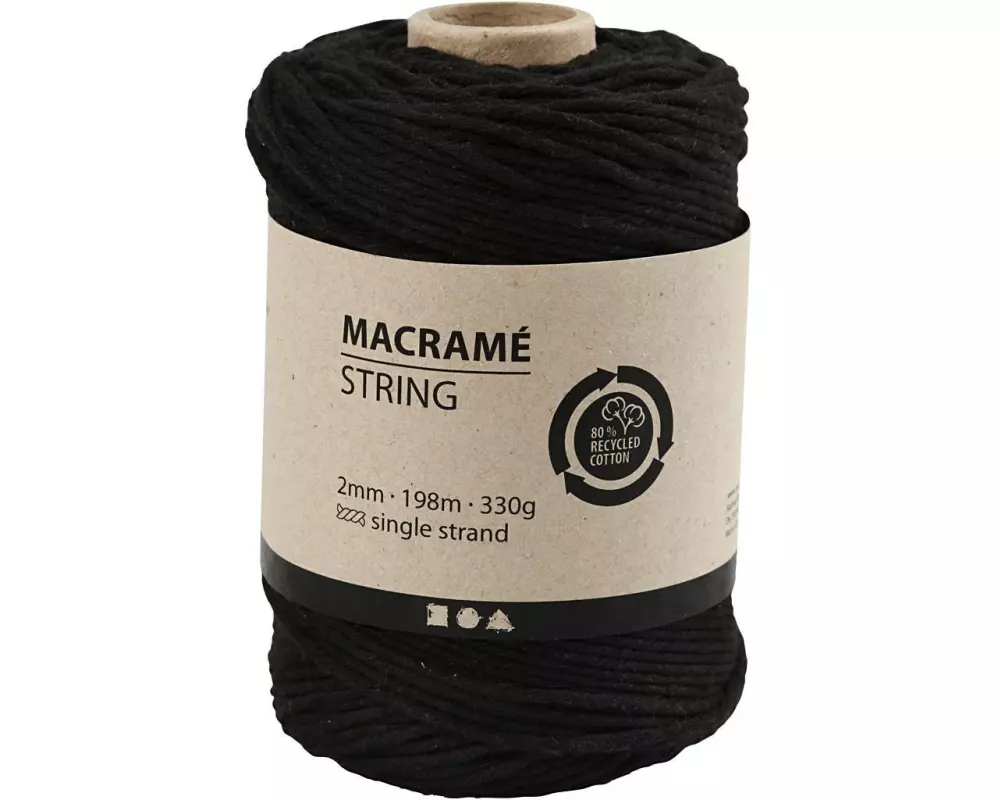 Creativ Company Baumwollgarn Makramé 330 g, Schwarz