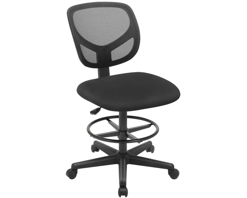 Songmics Bürostuhl mit Fusskreuz, Schwarz