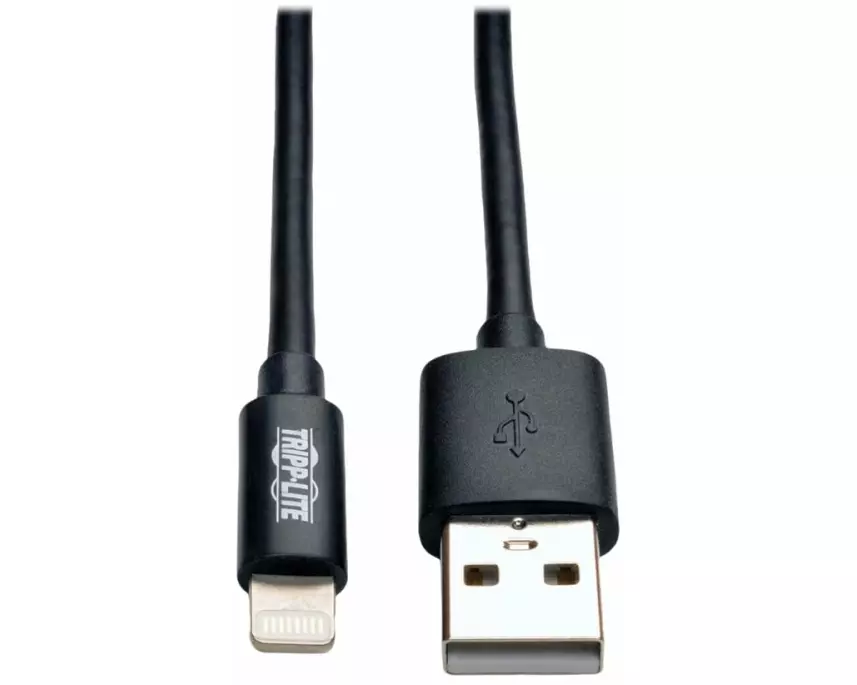 EATON TRIPPLITE USB-A to Lightning Sync/Charge Cable, MFi Certified - Black, M/M, USB 2.0, 3ft. 0.91m