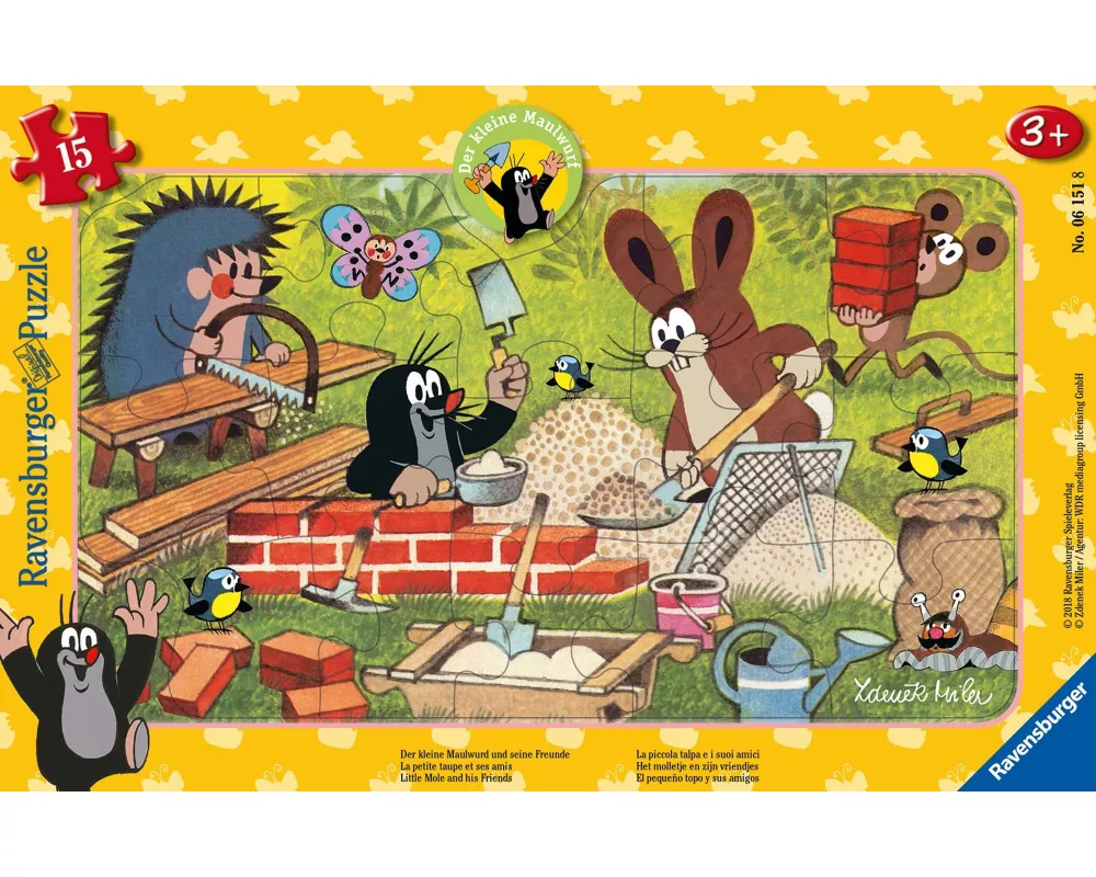 Kinderpuzzle 15 Teile - Der kleine Maulwurf und seine Freunde