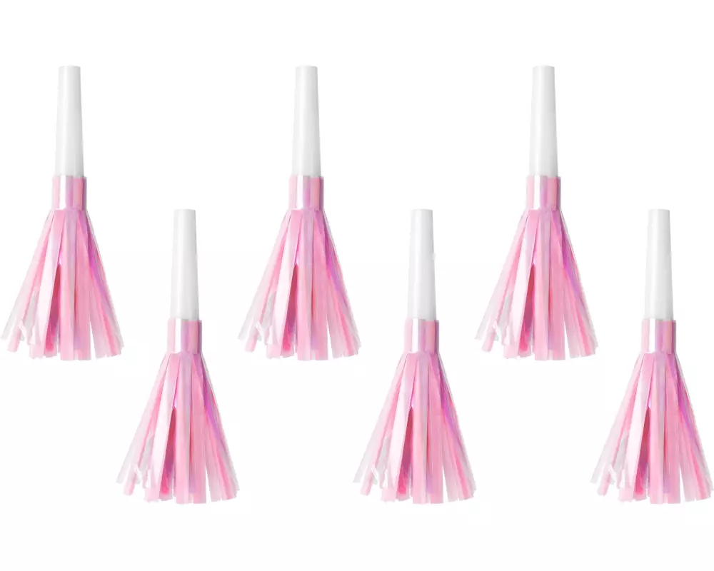 Partydeco Partypfeife Hellrosa, 12.5 cm, 6 Stück