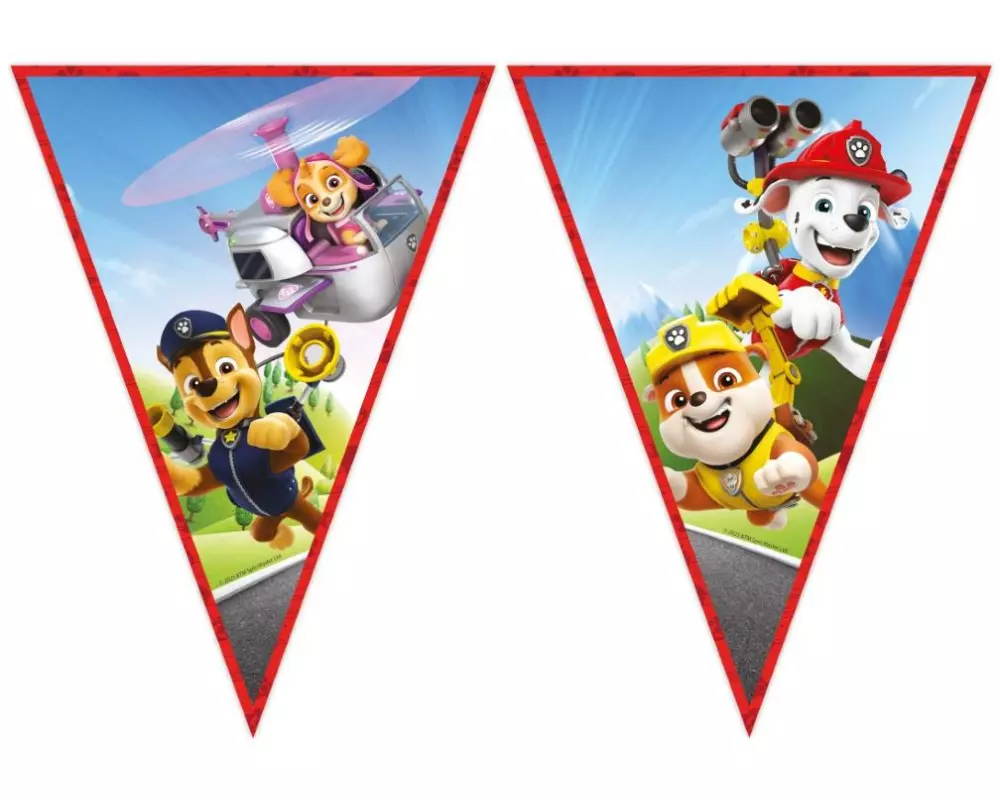 We fiesta Party Girlande Flaggen Paw Patrol 2.3 m, Mehrfarbig