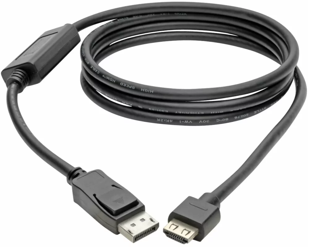 EATON TRIPPLITE DisplayPort 1.4 to HDMI, Active Adapter Cable, M/M, 4K, 60 Hz, 4:4:4, HDR, HDCP 2.2, 6 ft. 1.8m