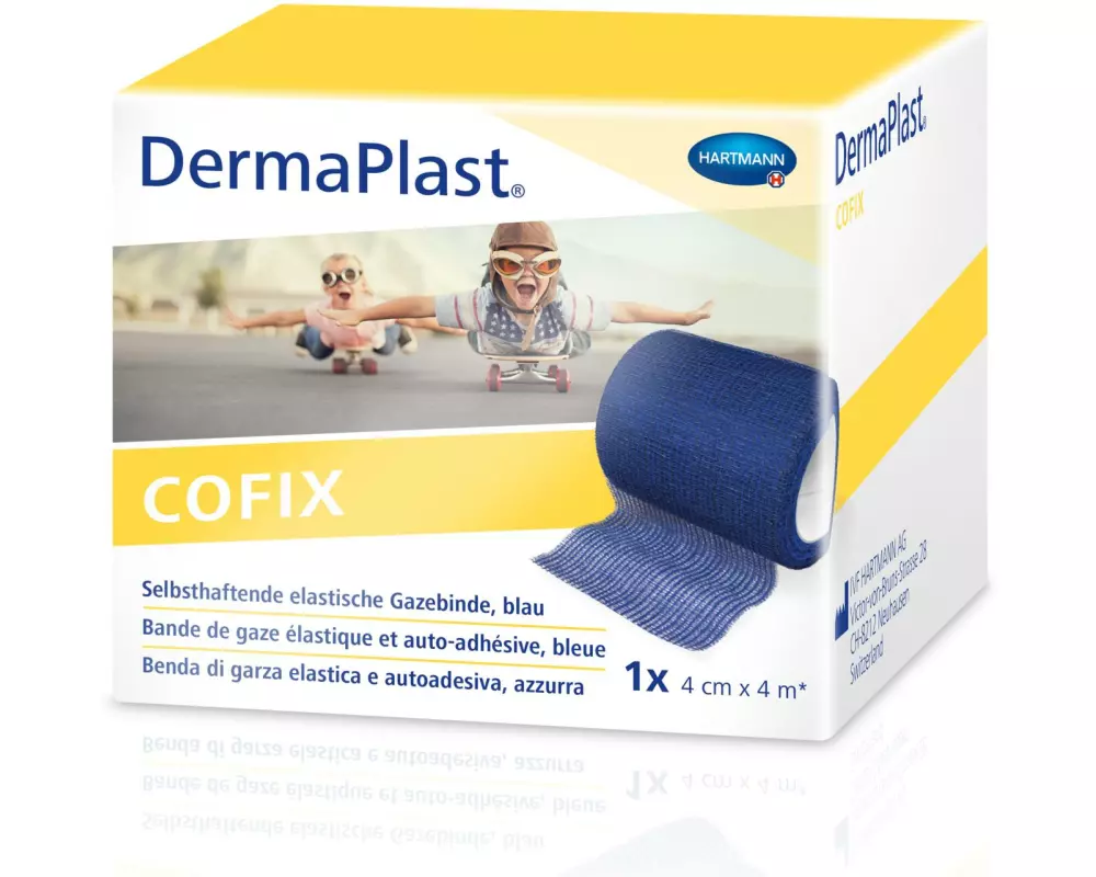 DermaPlast Gazebinde Cofix blau 4 cm x 4 m