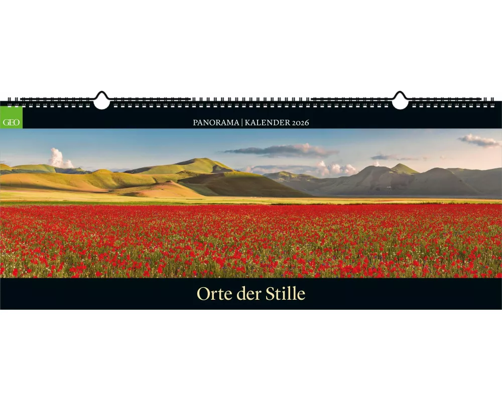 GEO - GEO Panorama: Orte der Stille 2026 – XXL Wandkalender 120x50 cm, Panorama-Kalender mit Naturfotografie, 12 Monatsblätter & Spiralbindung für Nat