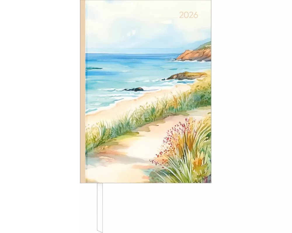 Alpha Edition - Buchkalender Style Beach 2026 – Büro- & Cheftimer A5 (ca. 15×21 cm) 1 Tag/Seite mit robustem Hardcover, Zeiteinteilung & vielen Zusatz