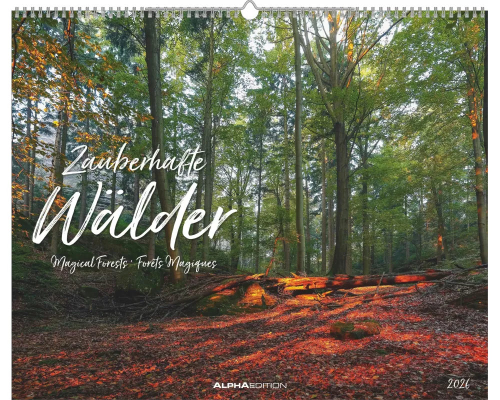 Alpha Edition - Zauberhafte Wälder 2026 – Wandkalender 52×42,5 cm mit 12 stimmungsvollen Waldlandschaften, dekorativer Monatskalender für Natur- & Wal
