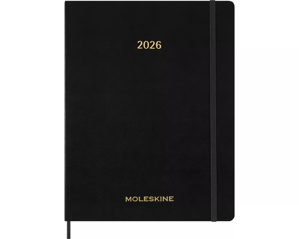 Moleskine 13 Monate Essential Wochenkalender, 1 Wo = 2 Seiten, vertikal, XXL, fester Einband, Schwarz