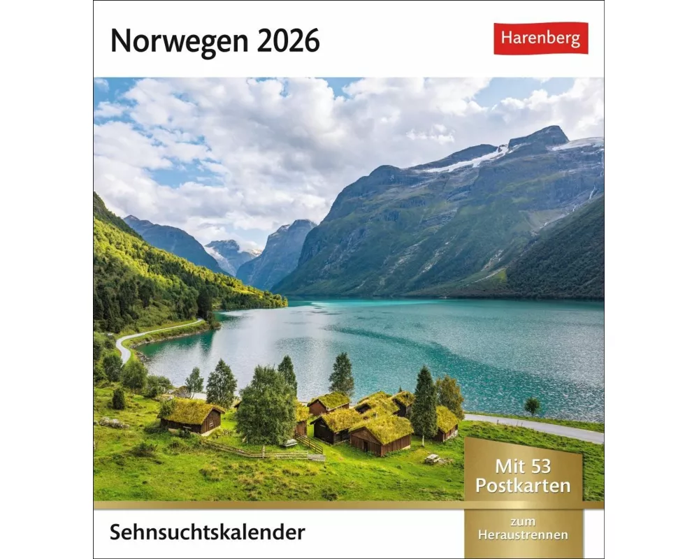 Norwegen Sehnsuchtskalender 2026 - Wochenkalender mit 53 Postkarten