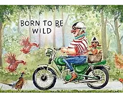 Postkarte / Born to be wild (Motorradfahrer) / Quer