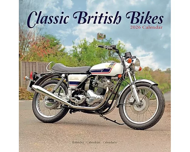 Classic British Bikes Calendar 2026 Square Motorbike Wall Calendar - 16 Month