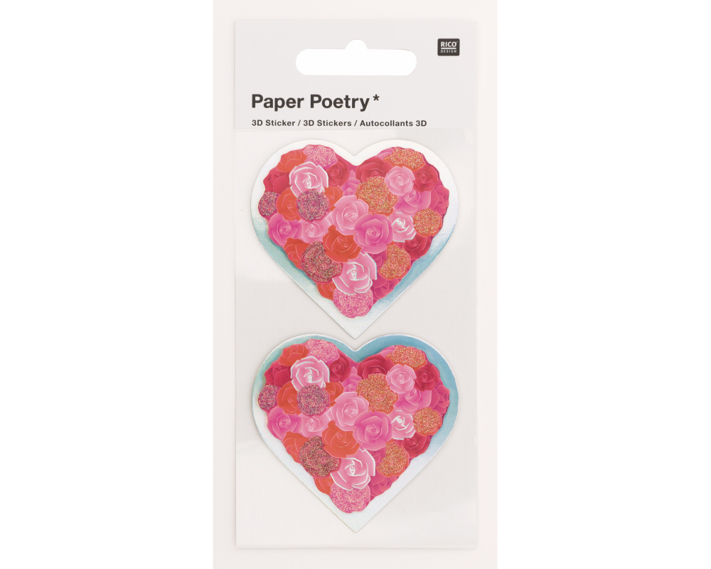 RICO DESIGN 3D-Sticker Herzen, Rosen 08792.72.56 rot 2 Stück