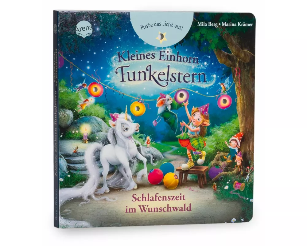 Kleines Einhorn Funkelstern. Puste das Licht aus! Schlafenszeit im Wunschwald