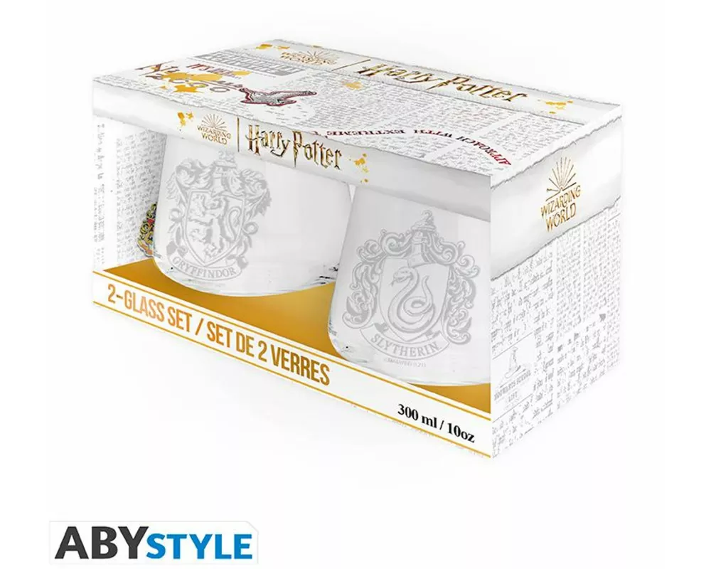 HARRY POTTER 2 Glass Set Gryffindor & Slytherin