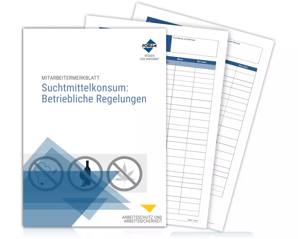 Mitarbeitermerkblatt Suchtmittelkonsum: Betriebliche Regelungen