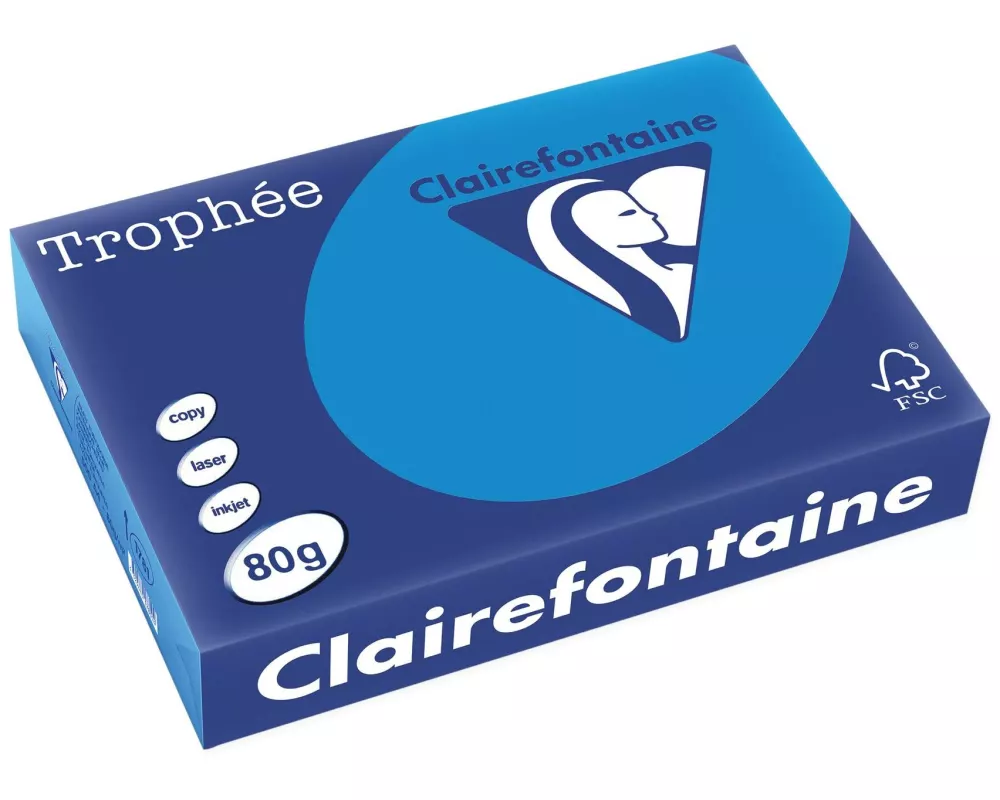 Clairefontaine Kopierpapier Trophée Colored Copy FSC A4, Eisblau, 80 g/m²