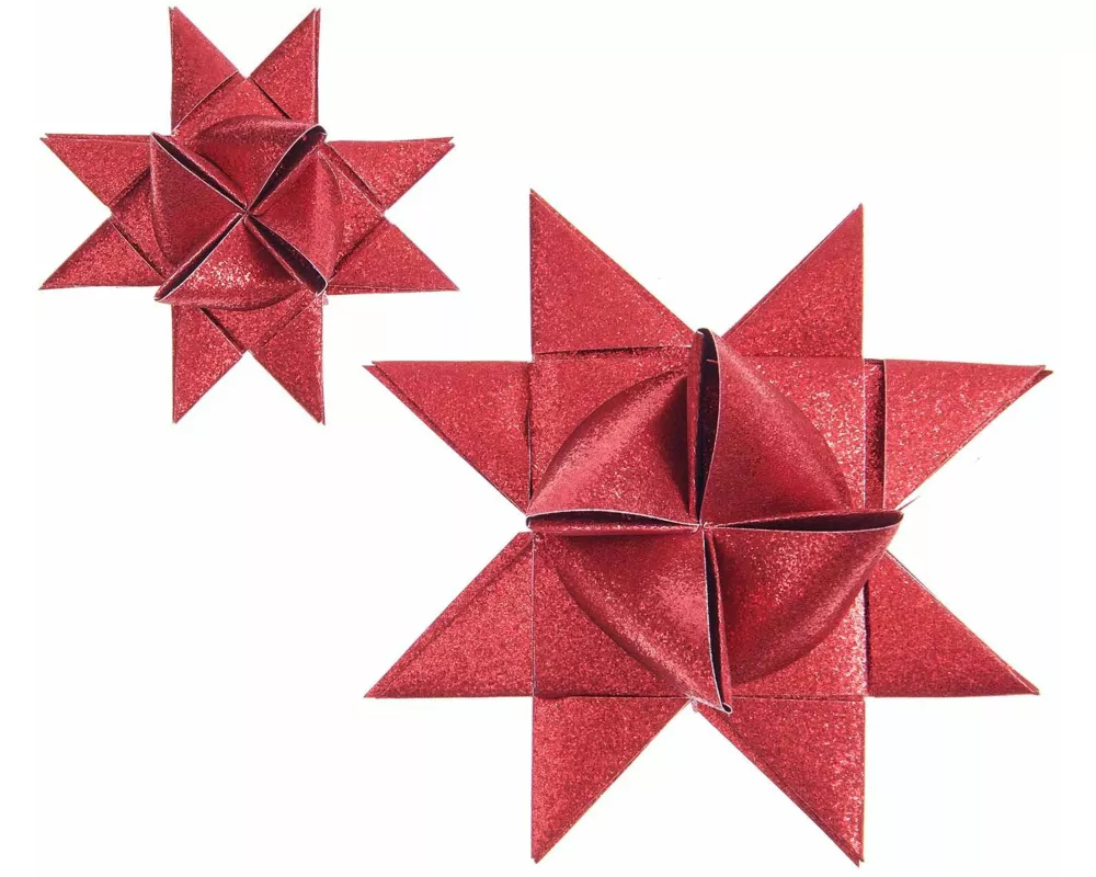 Fröbelsterne Glitter, Rot FSC MIX 60 Streifen, 120 g/m²