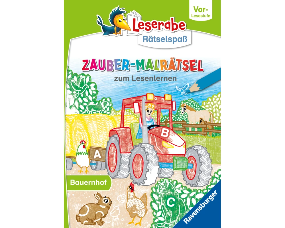 Leserabe Rätselspaß - Zauber-Malrätsel zum Lesenlernen: Bauernhof (Vor-Lesestufe)