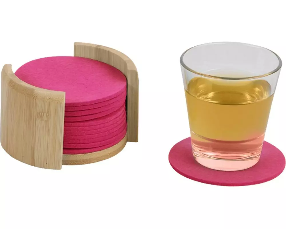 Kesper Glasuntersetzer Filzoptik Braun Pink 13-teilig