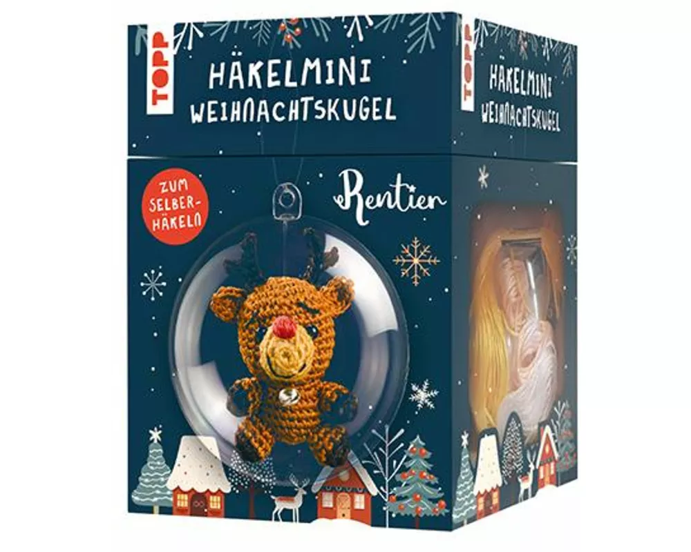 Häkelmini-Weihnachtskugel Häkelset Rentier