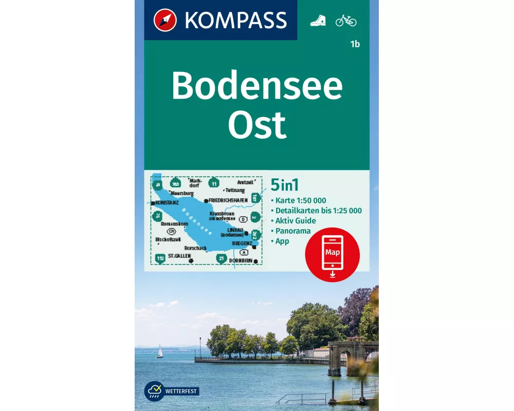 KOMPASS Wanderkarte 1b Bodensee Ost 1:50.000
